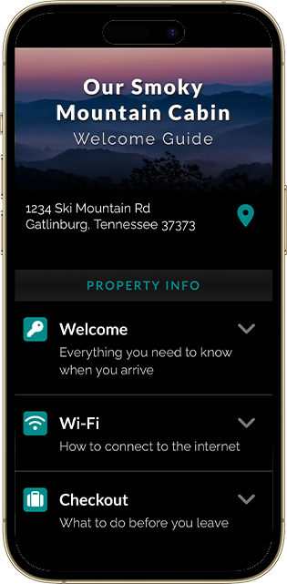 Digital welcome guide displayed on mobile phone